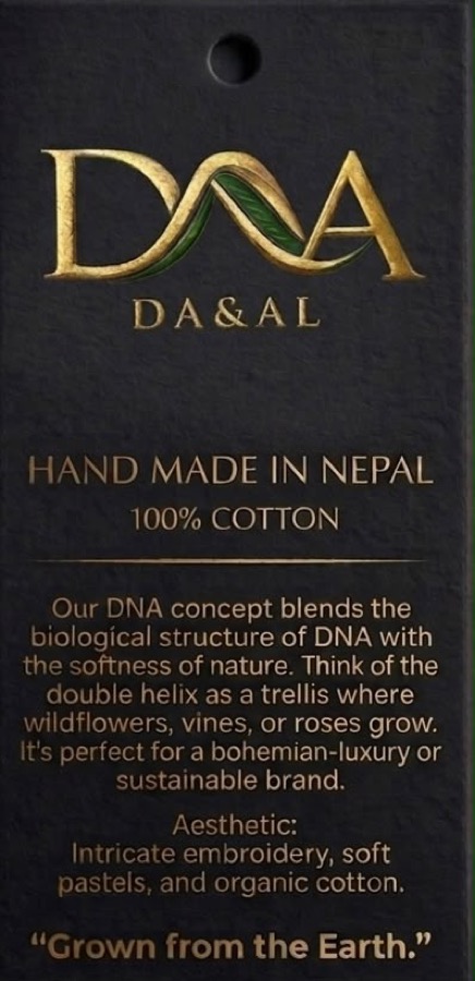 The reverse of the DNA hangtag, printed with the brand's concept.